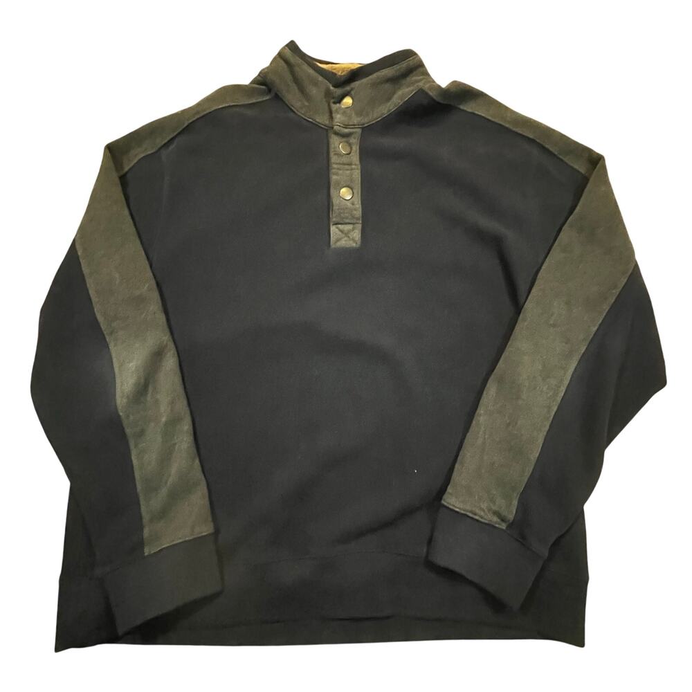 Carbon2Cobalt Sherpa‎ Lined Collar Quarter Snap Sweatshirt Mens XL Black Fleece
